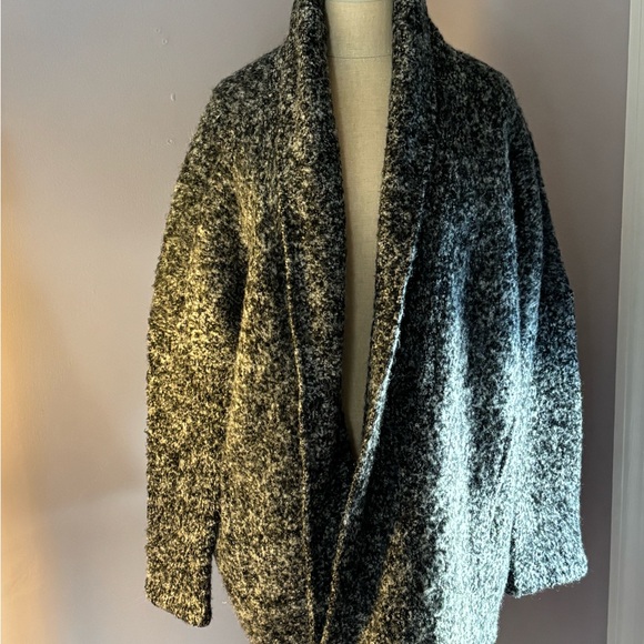 LOFT Black & White Marled Women's Open Front Cardigan Sweater Coat - Medium - Picture 3 of 7